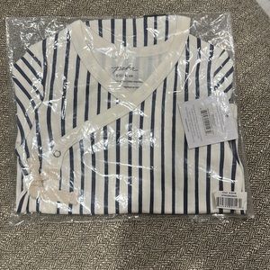 Pehr short sleeve kimono one piece, navy, 6-12 months